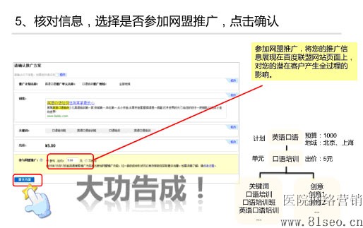 5 核对信息,选择是否参加网盟推广,点击确认