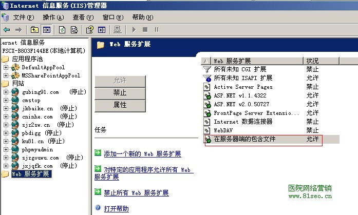 IIS中支持CMSTOP：Server-site include